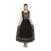 Generic Women's Casual Rayon Sleeveless Kurti (Black)
