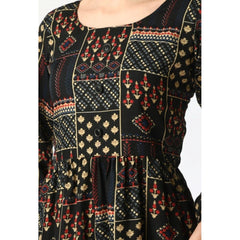 Generic Women's Casual Crepe 3-4th Sleeves Cord Set (Black)