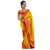Generic Women's Soft Lichi Silk Printed Saree With Unstitched Blouse 5.5Mtr (Mustard )