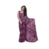 Generic Women's Chiffon Printed Saree With Unstitched Blouse 5.5Mtr (Purple)