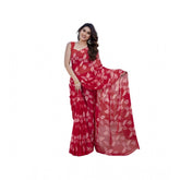 Generic Women's Chiffon Printed Saree With Unstitched Blouse 5.5Mtr (Red)