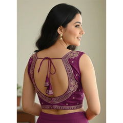 Generic Women's Zimmi Choo Embroidered V-Neck Padded Blouse (Purple 38 Ready (Self Alterable 36–40)