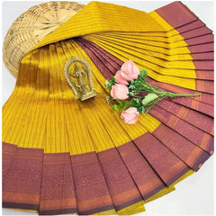 Generic Women's Soft Silk Printed Saree With Unstitched Blouse 5.5Mtr (Mustred)