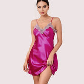 100% Silk Satin lace trim baby doll Lingerie