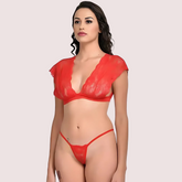 Very Sexy Red Lace Bra G-String Set