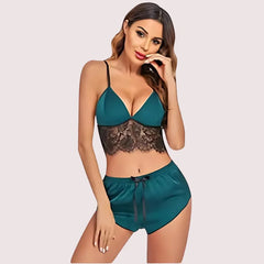 Soft Satin Sleep Sets with Lace Accents