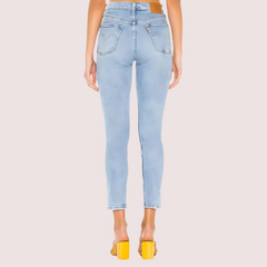Chic Blue High Rise Skinny Jeans with Low Stretch