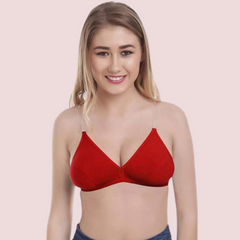 "2 Pack" Clear Straps red hosiery bras