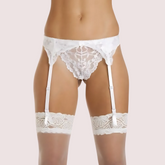 Silky White Lace Garter Belt for Women