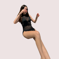 Maison Allure Sheer Black Mini Dress with Dual Open Slits