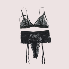Sensual Lace Garter Belt Lingerie Matching Set