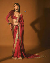 Ksa Faux Georgette KESH524 3465 Sarees Bollywood Collections Wholesale Georgette Sarees Embroidered Sarees Ananya Pandey Sarees Manufacturer