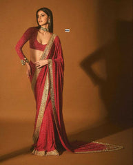 Ksa Faux Georgette KESH524 3465 Sarees Bollywood Collections Wholesale Georgette Sarees Embroidered Sarees Ananya Pandey Sarees Manufacturer