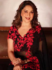 Ksa Georgette KESH486 733 Sarees Bollywood Collections Wholesale Fancy Sarees Ladies Sarees Embroidered Sarees Madhuri Dixit Sarees Manufacturer