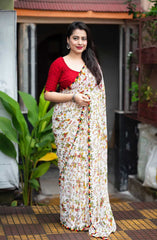 Ynf Georgette KESH577 CM-809 Sarees Festive Collections Wholesale Printed Sarees Georgette Sarees Lace Border Sarees Manufacturer