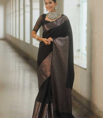 KSA Lichi Silk RIN216 BLACK PARI Silk Sarees Wholesale Banarasi Silk Sarees Soft Silk Sarees Designer Silk Sarees Manufacturer