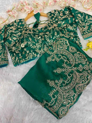 ksa Rangoli Silk RIN164 Dixit-2 Silk Sarees Wedding Collections Bollywood Collections Wholesale Madhuri Dixit Sarees Embroidered Silk Sarees Green Silk Sarees Manufacturer