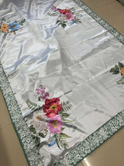 Ksa Satin RIN188 Madhuri Digital Sarees Sarees Bollywood Collections Wholesale Fancy Sarees Floral Sarees Madhuri Dixit Sarees Satin Sarees Manufacturer