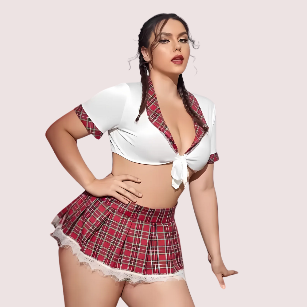 French Daina Schoolgirl Sweetheart Roleplay Costume with Luxury Panty Gift