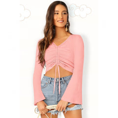 Generic Women's 95% Polyester 5% Spandex Western Wear Tops (Peach)