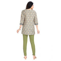 Generic Women's 3/4th Sleeve Viscose Blend Tunic Short Top (Multicolor)