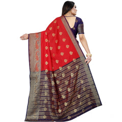 Generic Women's Silk Blend Woven Saree With Unstitched Blouse 5.5Mtr (Purple-Red)