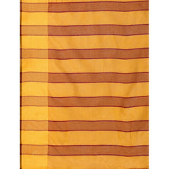 Generic Women's Cotton Silk Striped Saree With Unstitched Blouse 5.5Mtr (Mustard)