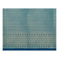 Generic Women's Jacquard Woven Saree With Unstitched Blouse 5.5Mtr (Blue)
