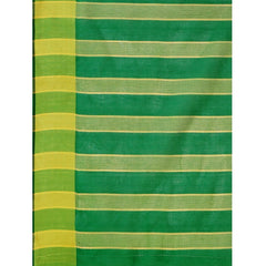Generic Women's Cotton Silk Striped Saree With Unstitched Blouse 5.5Mtr (Green)