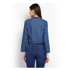 Generic Women's Denim Solid 3-4th Sleeves Shrug (Blue)