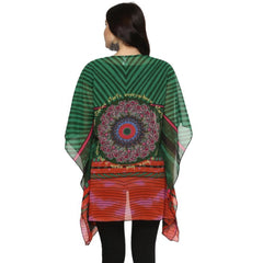 Generic Women's Polyester Printed Kaftan Sleeve Shrug (Green - Multicolor)