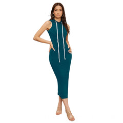 Generic Women's Knitting stretchable Solid Round Neck Sleeveless Dress (Morpich)