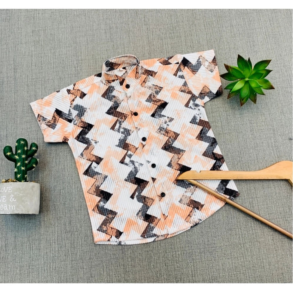 Generic Boy's Cotton Blend Printed Short Sleeve Shirt (MultiColor)