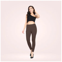 Generic Women's Cotton Blended Solid Ankle legging (Brown)