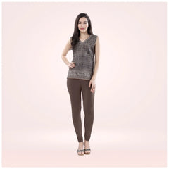 Generic Women's Cotton Blended Solid Churidar leggings (Brown)
