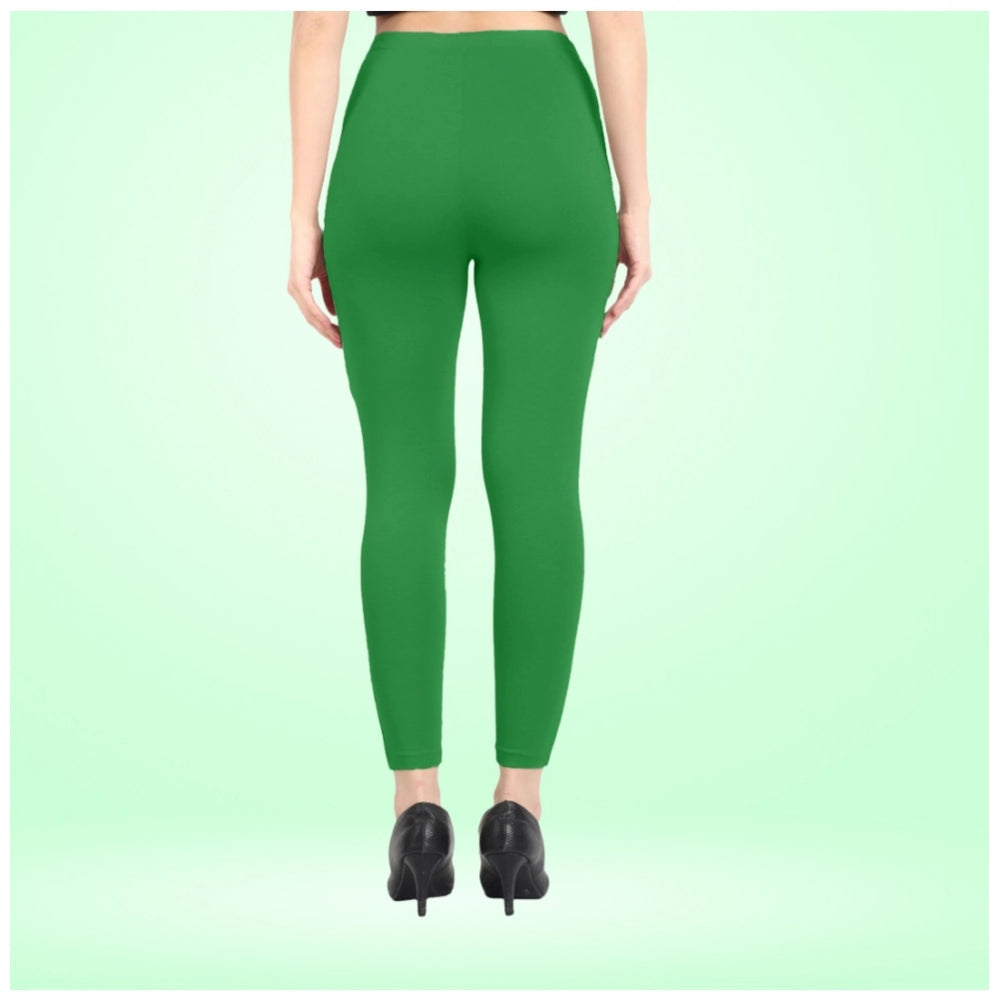 Generic Women's Cotton Blended Solid Ankle legging (Green)