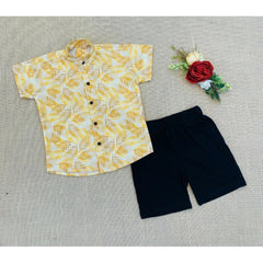 Generic Boy's Cotton Blend Printed Short Sleeve Shirt and Shorts Set (MultiColor)
