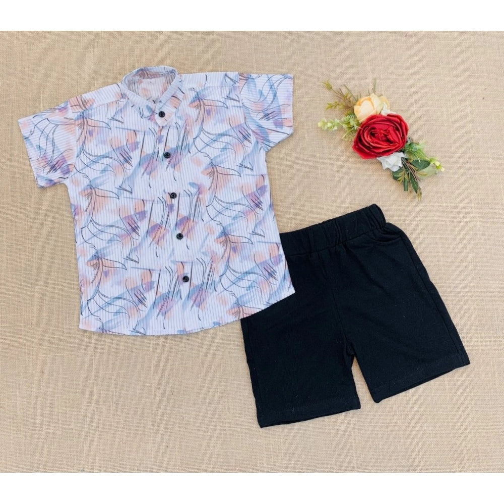 Generic Boy's Cotton Blend Printed Short Sleeve Shirt and Shorts Set (MultiColor)