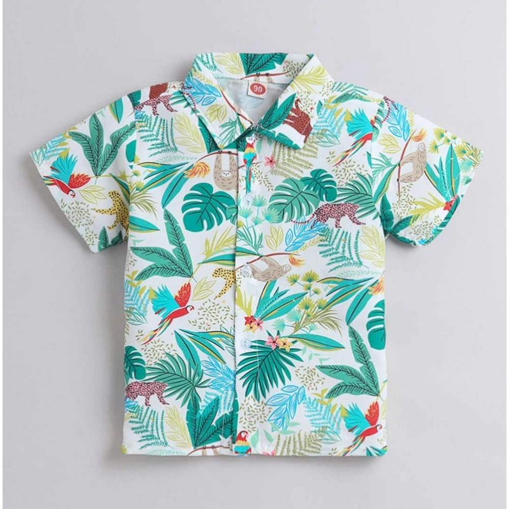 Generic Boy's Lycra Blend Printed Short Sleeve Shirt and Shorts Set (MultiColor)