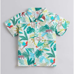 Generic Boy's Lycra Blend Printed Short Sleeve Shirt and Shorts Set (MultiColor)