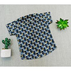 Generic Boy's Cotton Blend Printed Short Sleeve Shirt (MultiColor)