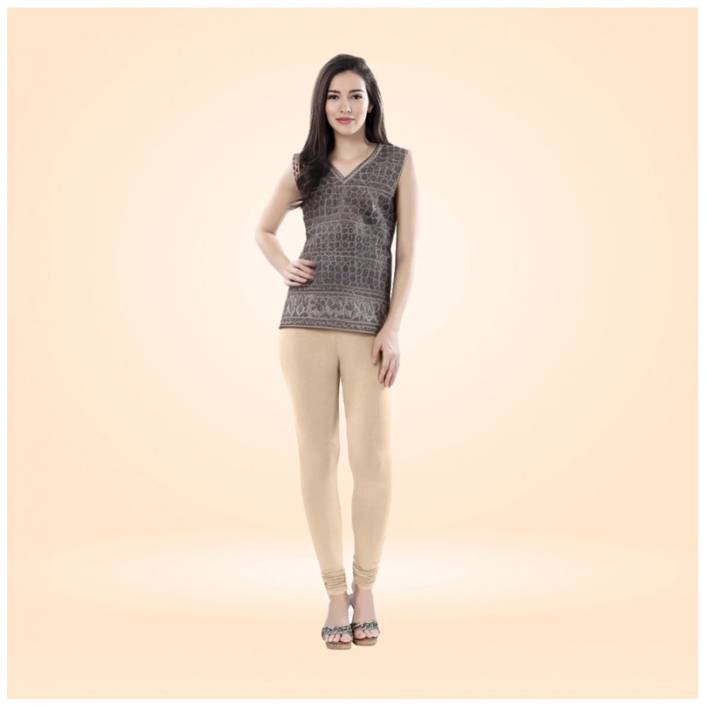 Generic Women's Cotton Blended Solid Churidar leggings (Skin)