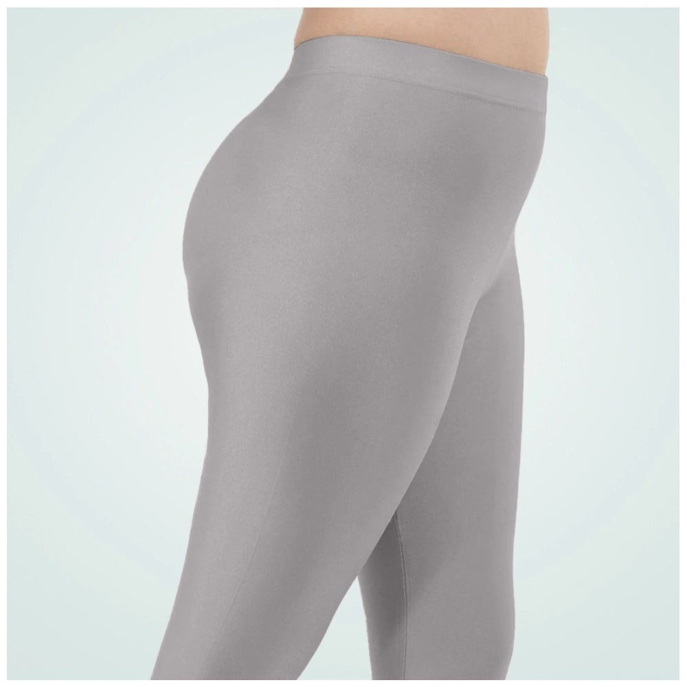 Generic Women's Cotton Blended Solid Shimmer Ankle leggings (Silver Gray)