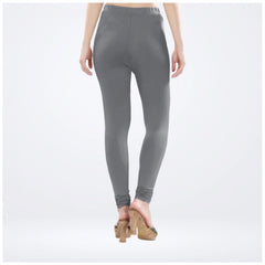 Generic Women's Cotton Blended Solid Churidar leggings (Silver Gray)