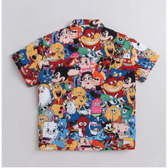 Generic Boy's Lycra Blend Printed Short Sleeve Shirt and Shorts Set (MultiColor)