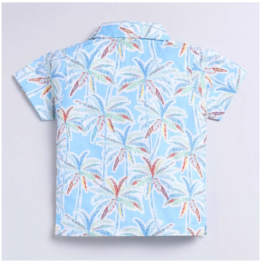 Generic Boy's Lycra Blend Printed Short Sleeve Shirt and Shorts Set (MultiColor)