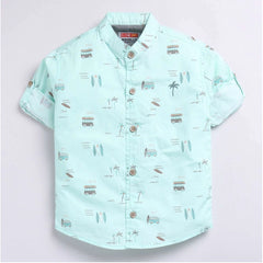 Generic Boy's Cotton Blend Printed Short Sleeve Shirt (MultiColor)