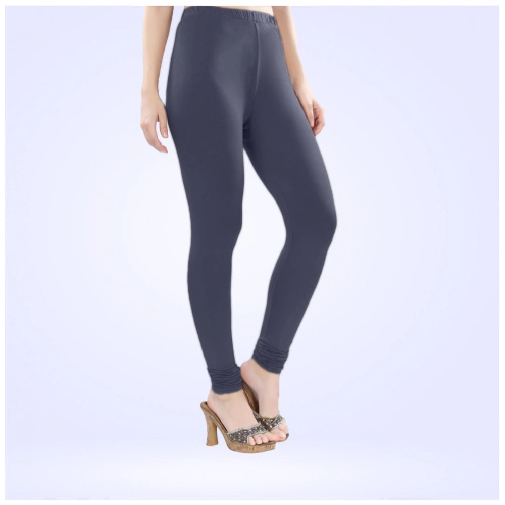 Generic Women's Cotton Blended Solid Churidar leggings (Navy)