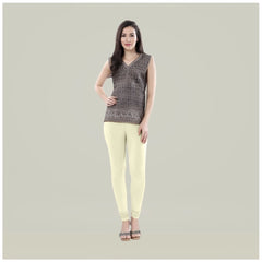 Generic Women's Cotton Blended Solid Churidar leggings (Cream)