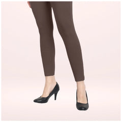 Generic Women's Cotton Blended Solid Ankle legging (Brown)
